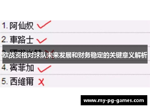 欧战资格对球队未来发展和财务稳定的关键意义解析